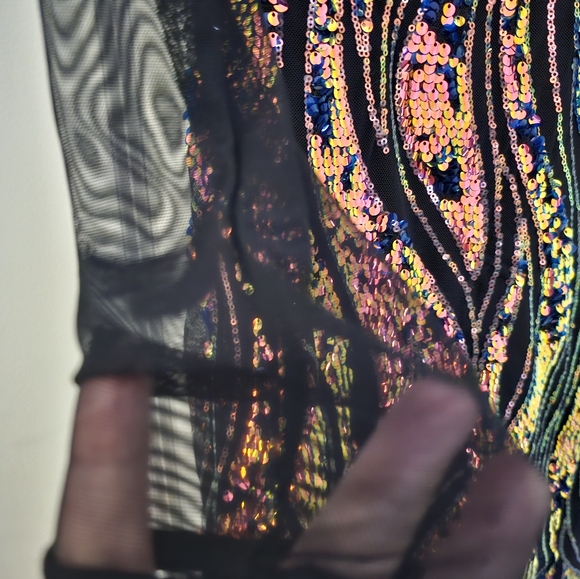 AWISH sequined short dress with keyhole back - Picture 3 of 5